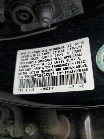 2015 HONDA CIVIC SE 19XFB2F7XFE282247