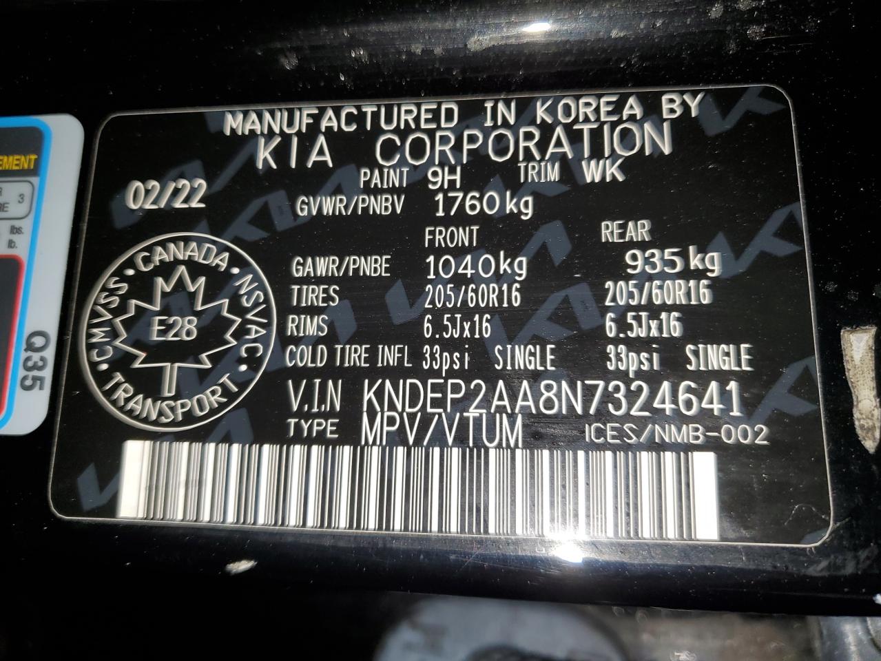 KNDEP2AA8N7324641 2022 Kia Seltos Lx