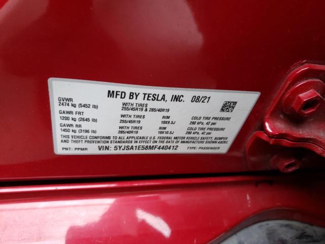 Lot #2461482322 2021 TESLA MODEL S salvage car