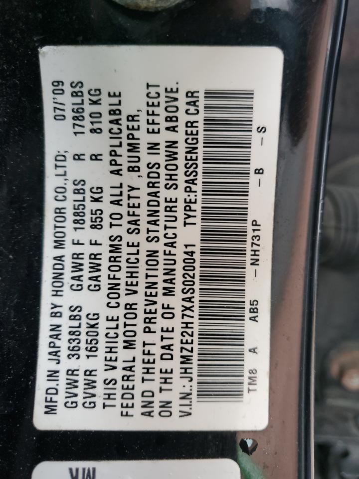 JHMZE2H7XAS020041 2010 Honda Insight Ex