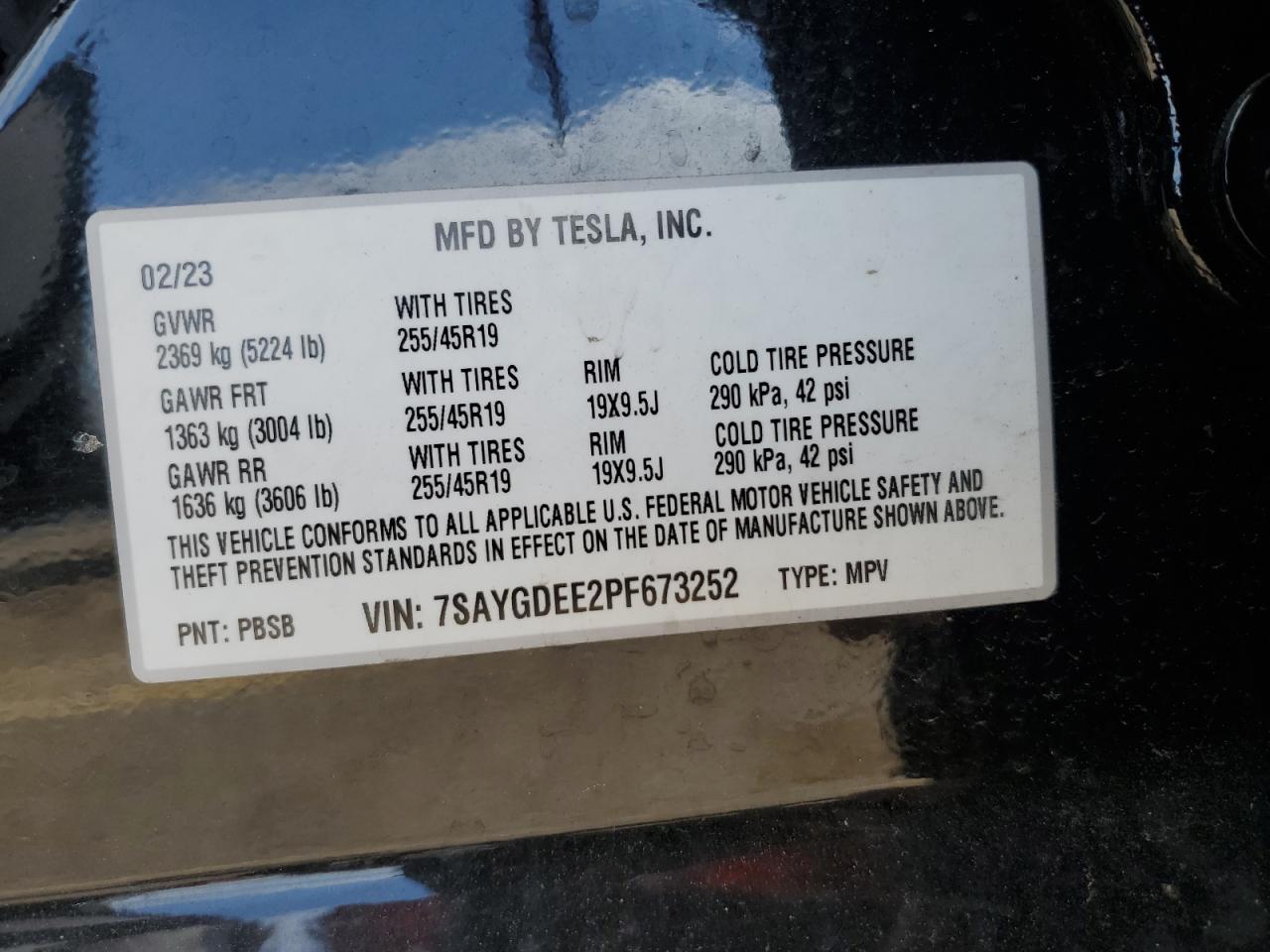 7SAYGDEE2PF673252 2023 Tesla Model Y