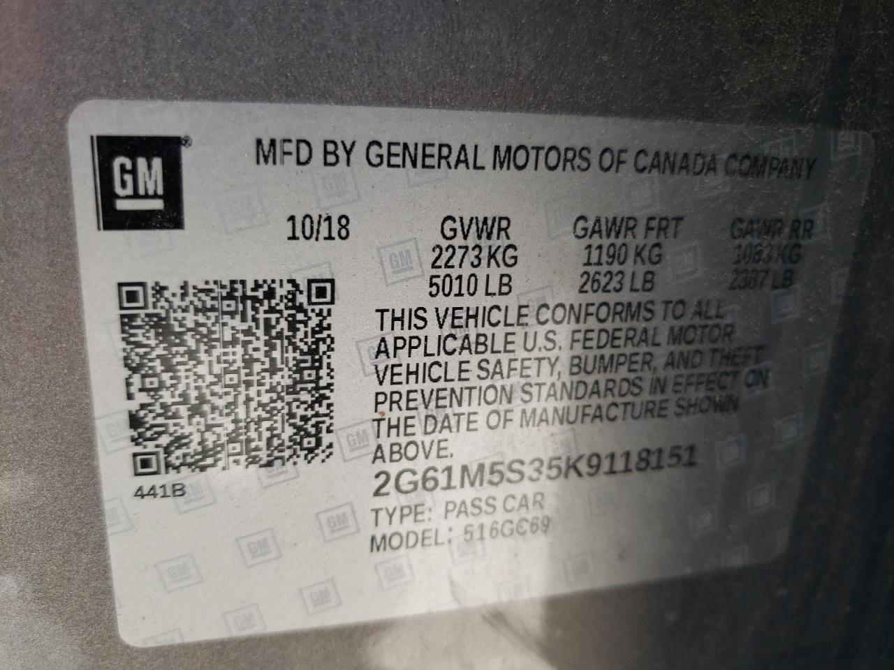 2G61M5S35K9118151 2019 Cadillac Xts Luxury