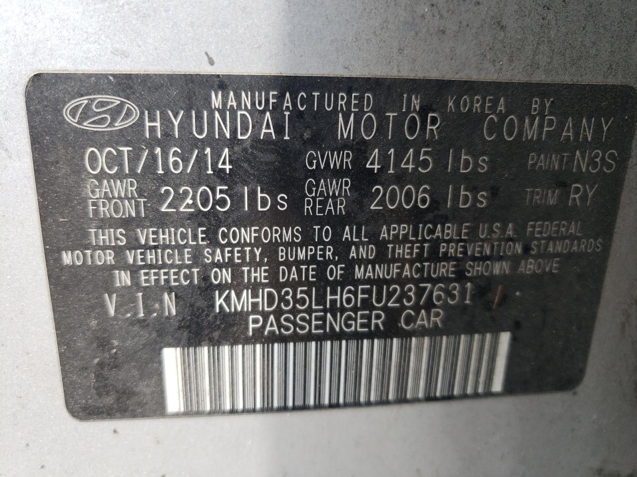 KMHD35LH6FU237631 2015 Hyundai Elantra Gt