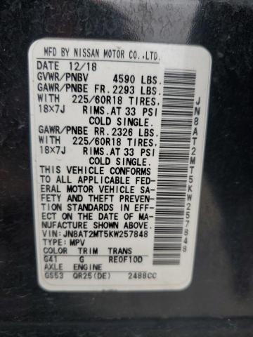 2019 Nissan Rogue S VIN: JN8AT2MT5KW257848 Lot: 50978364