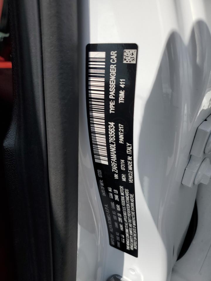 ZARFAMAN0L7635634 2020 Alfa Romeo Giulia