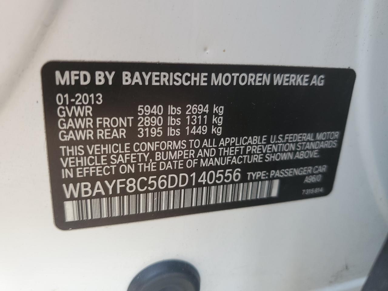 WBAYF8C56DD140556 2013 BMW 750 Lxi