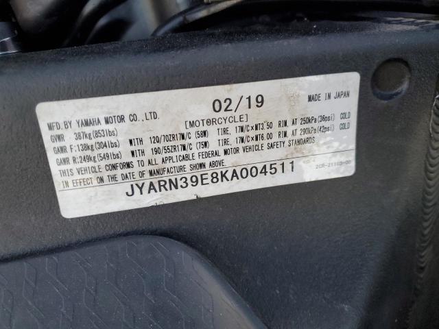 JYARN39E8KA004511 2019 Yamaha Yzfr1