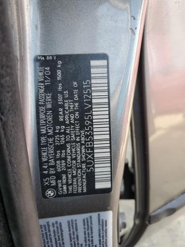 2005 BMW X5 4.4I VIN: 5UXFB53595LV12515 Lot: 56089014
