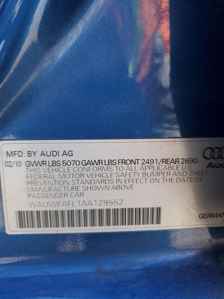 WAUWFAFL1AA129552 2010 Audi A4 Premium Plus