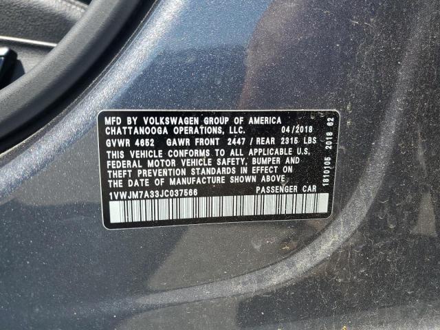 2018 VOLKSWAGEN PASSAT GT 1VWJM7A33JC037566
