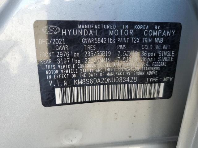 2022 Hyundai Santa Fe Sel VIN: KM8S6DA20NU033428 Lot: 51475474