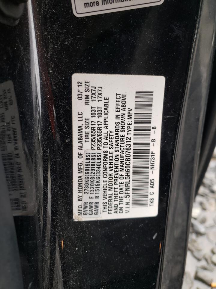 5FNRL5H69CB076312 2012 Honda Odyssey Exl