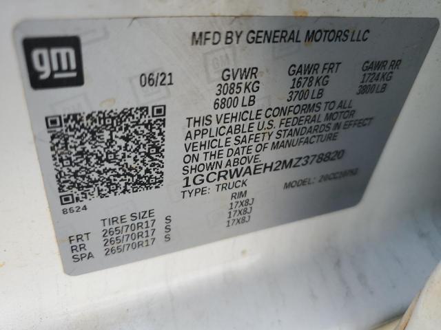 2021 Chevrolet Silverado C1500 VIN: 1GCRWAEH2MZ378820 Lot: 52691074