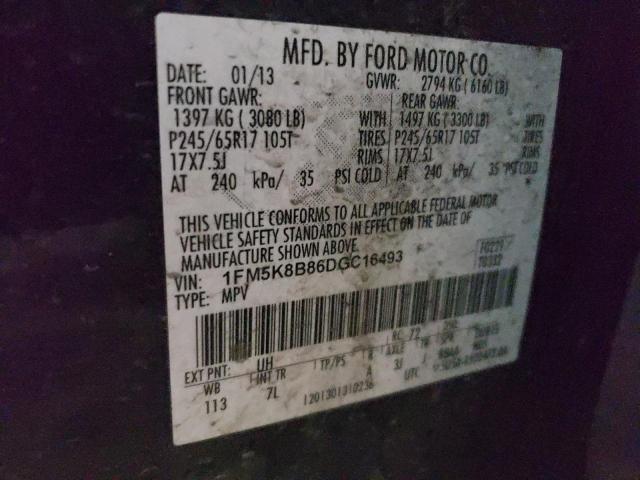 2013 Ford Explorer VIN: 1FM5K8B86DGC16493 Lot: 51097864