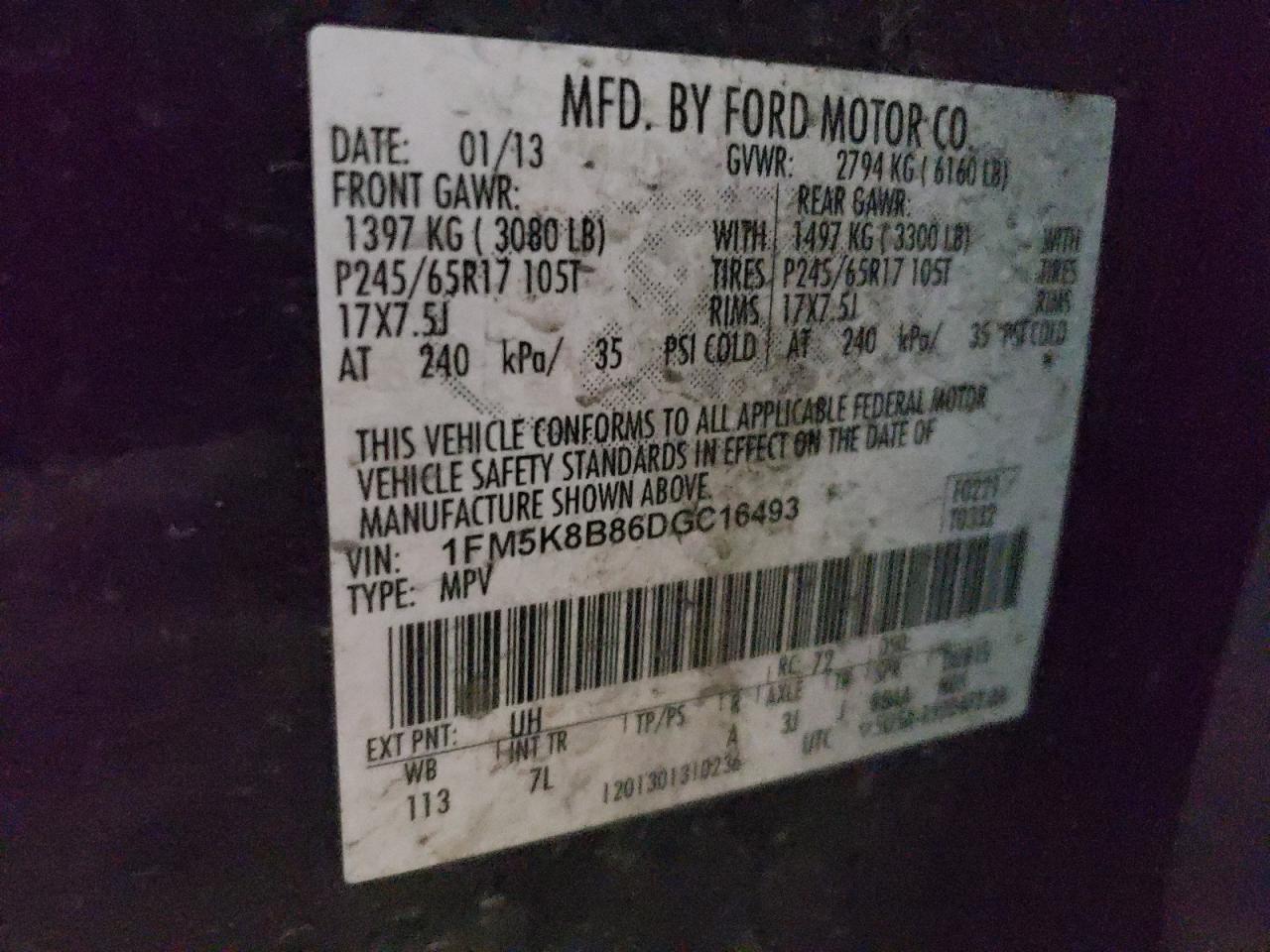 1FM5K8B86DGC16493 2013 Ford Explorer