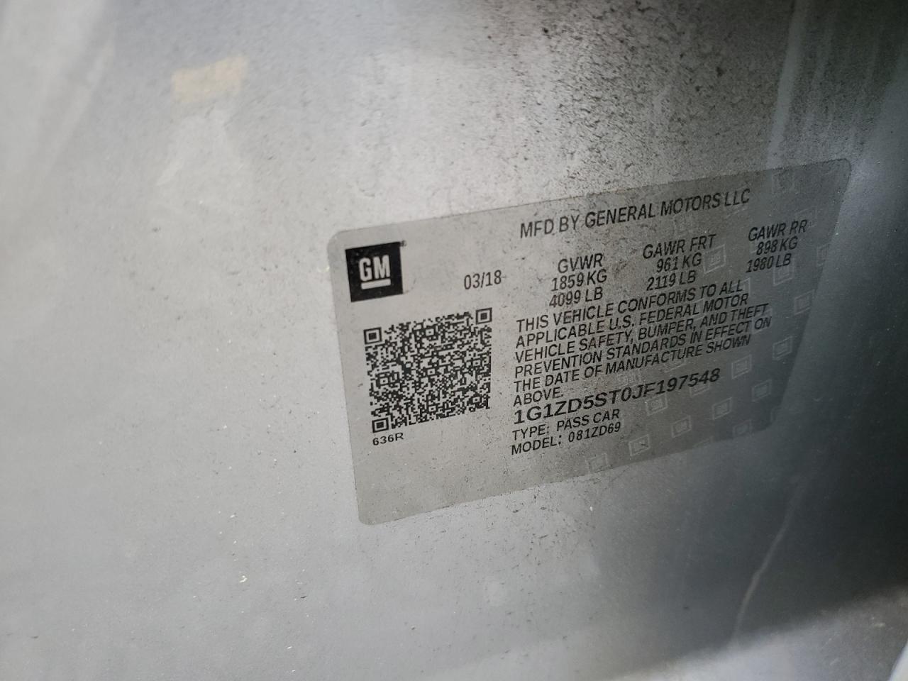 1G1ZD5ST0JF197548 2018 Chevrolet Malibu Lt