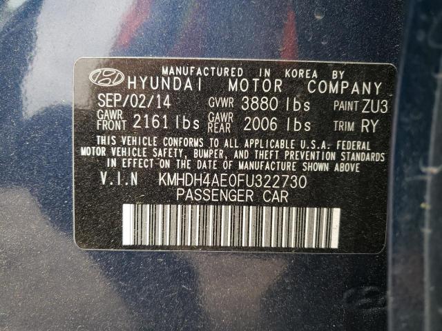 2015 Hyundai Elantra Se VIN: KMHDH4AE0FU322730 Lot: 51713244