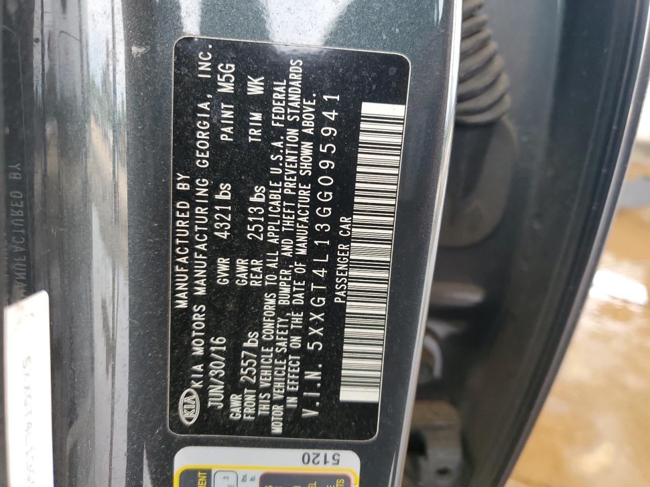 5XXGT4L13GG095941 2016 Kia Optima Lx