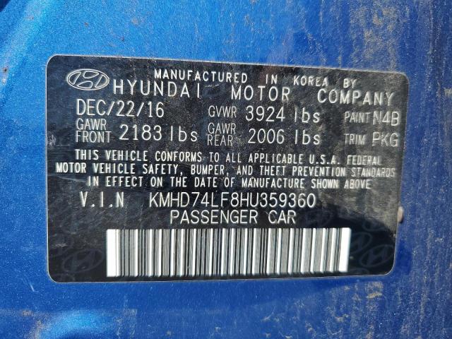 2017 Hyundai Elantra Se VIN: KMHD74LF8HU359360 Lot: 51149444