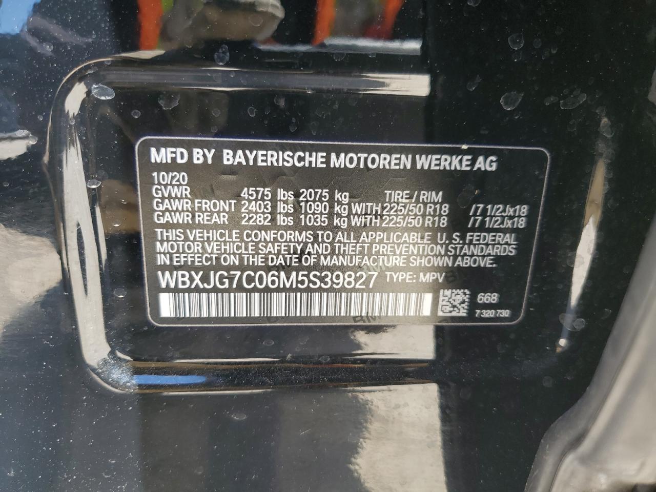 WBXJG7C06M5S39827 2021 BMW X1 Sdrive28I