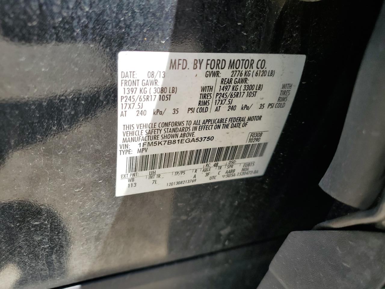 1FM5K7B81EGA53750 2014 Ford Explorer