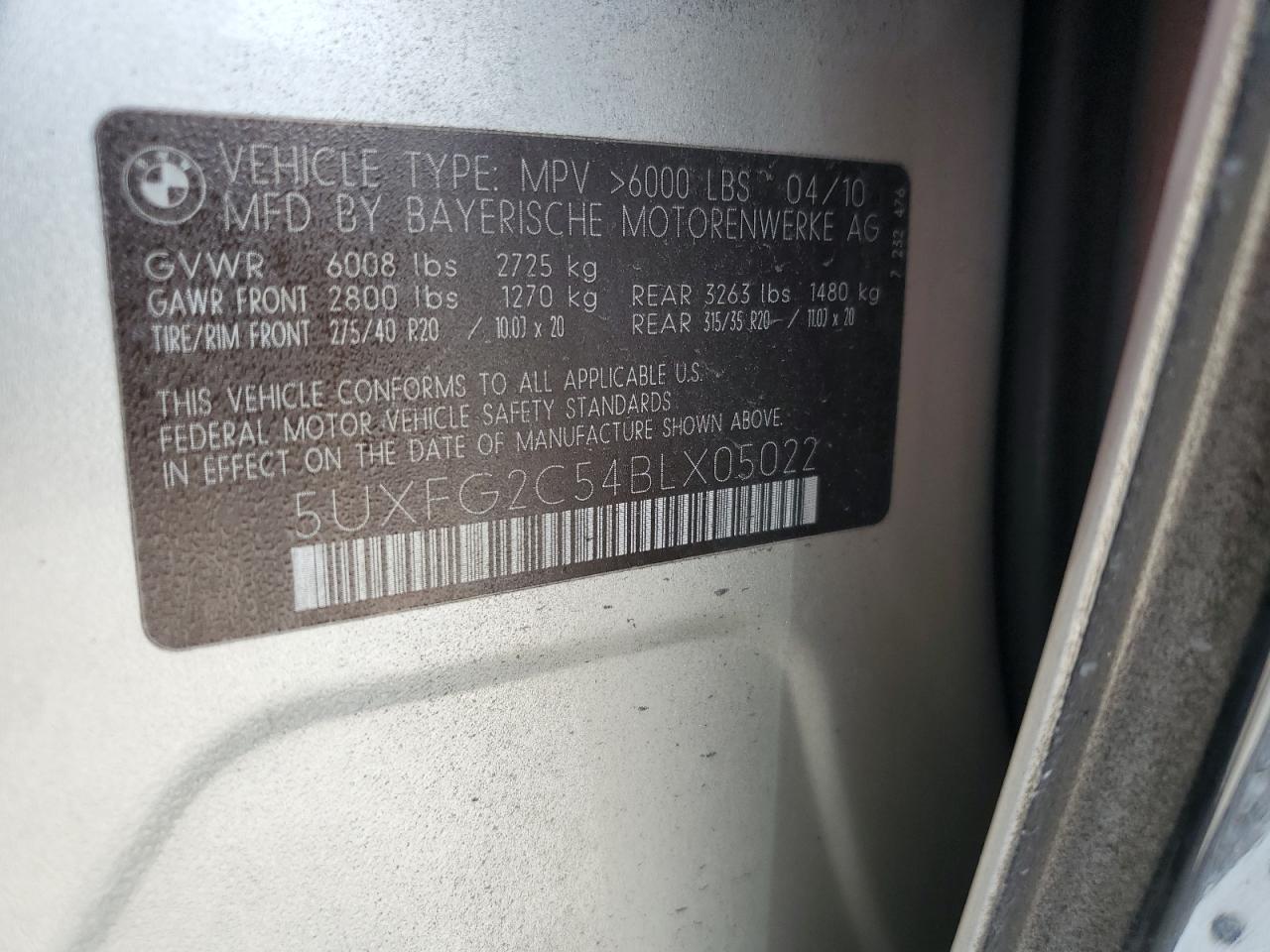 5UXFG2C54BLX05022 2011 BMW X6 xDrive35I