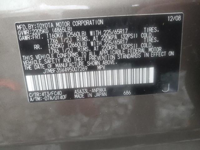 2009 Toyota Rav4 VIN: JTMBF35V495007269 Lot: 50634924