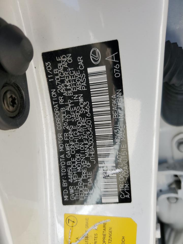 JTHBA30G345016463 2004 Lexus Es 330