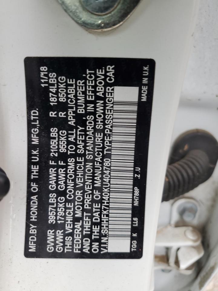 SHHFK7H40KU404780 2019 Honda Civic Sport