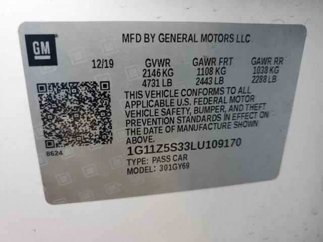 2020 CHEVROLET IMPALA LT - 1G11Z5S33LU109170