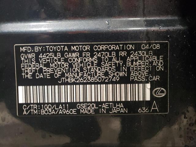 2008 Lexus Is 250 VIN: JTHBK262385072749 Lot: 49277304