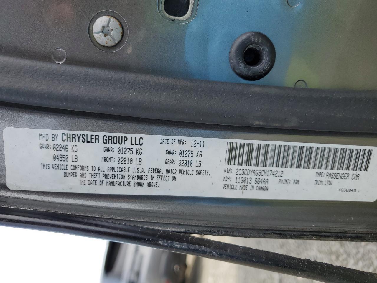 2C3CDYAG5CH174212 2012 Dodge Challenger Sxt