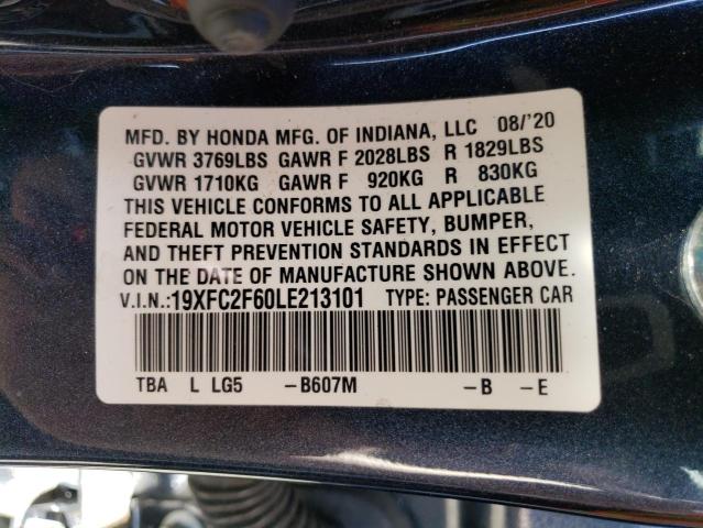 2020 Honda Civic Lx VIN: 19XFC2F60LE213101 Lot: 51383854