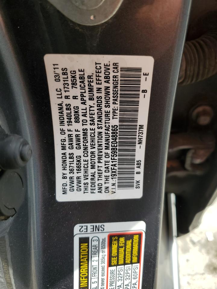 19XFA1F59BE048865 2011 Honda Civic Lx 19XFA1F59BE048865 2011 Honda Civic Lx