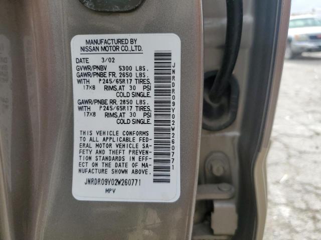 2002 Infiniti Qx4 VIN: JNRDR09Y02W260771 Lot: 51929194