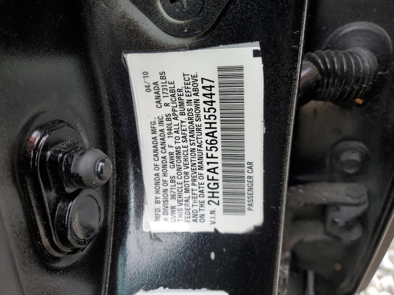 2HGFA1F56AH554447 2010 Honda Civic Lx