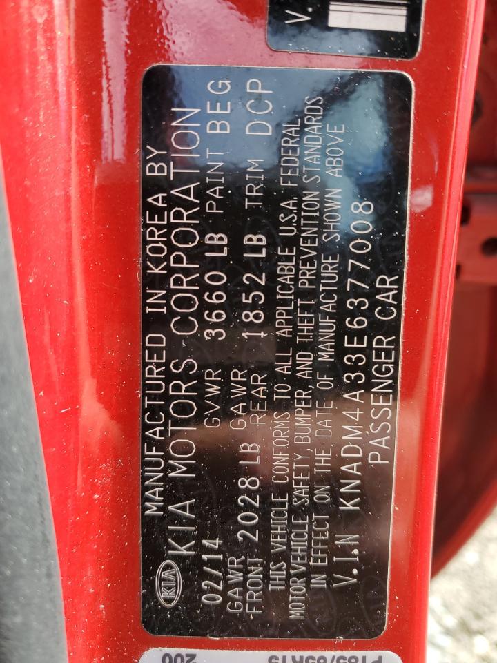 KNADM4A33E6377008 2014 Kia Rio Lx