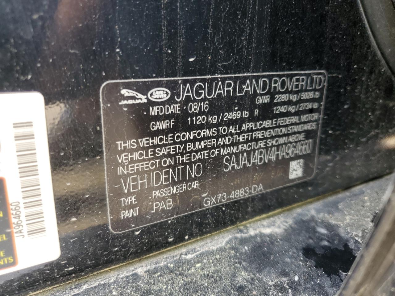 SAJAJ4BV4HA964660 2017 Jaguar Xe Premium
