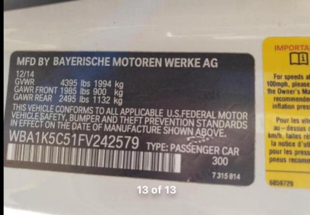 VIN WBA1K5C51FV242579 2015 BMW 2 Series, 228 I no.10