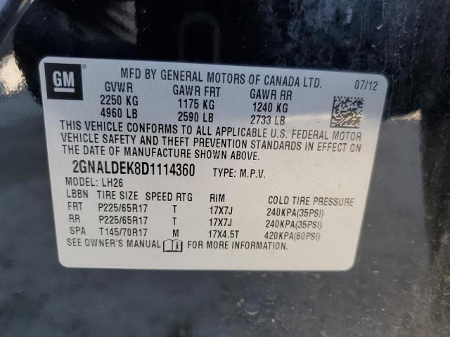 2013 Chevrolet Equinox Lt VIN: 2GNALDEK8D1114360 Lot: 39229633