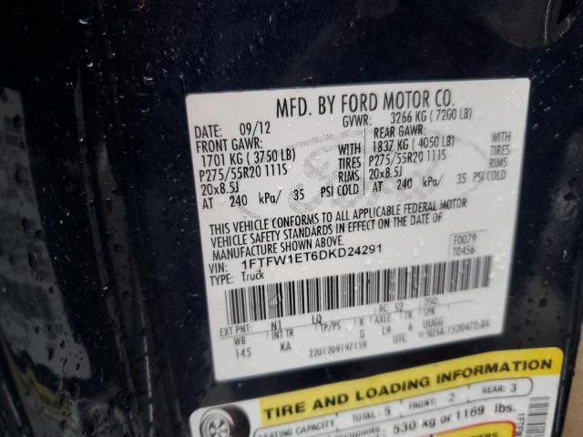 2013 Ford F150 Supercrew VIN: 1FTFW1ET6DKD24291 Lot: 51618594