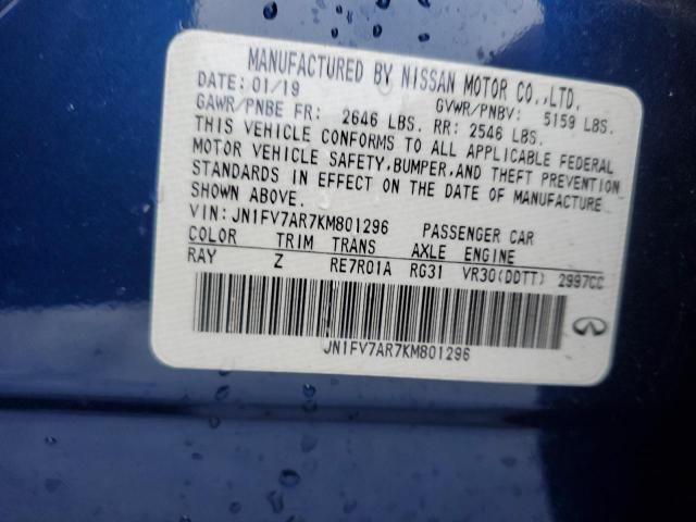 2019 Infiniti Q50 Red Sport 400 VIN: JN1FV7AR7KM801296 Lot: 50982134