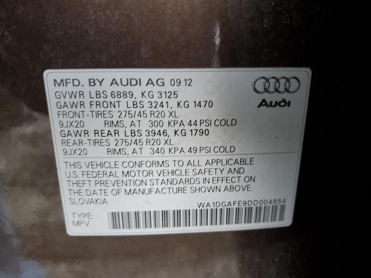 WA1DGAFE9DD004854 2013 Audi Q7 Prestige