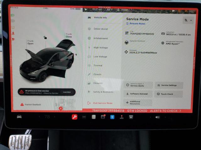 VIN 7SAYGDEF7PF884519 2023 Tesla MODEL Y no.9