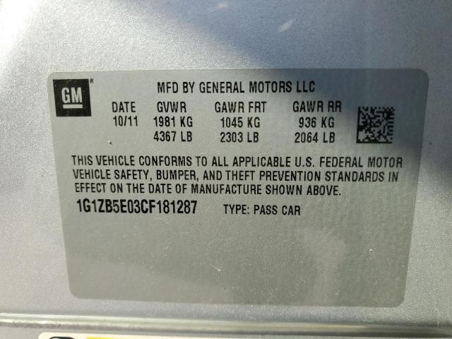 2012 Chevrolet Malibu Ls VIN: 1G1ZB5E03CF181287 Lot: 49895964