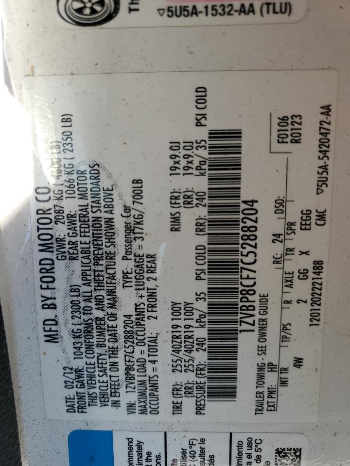 1ZVBP8CF7C5288204 2012 Ford Mustang Gt