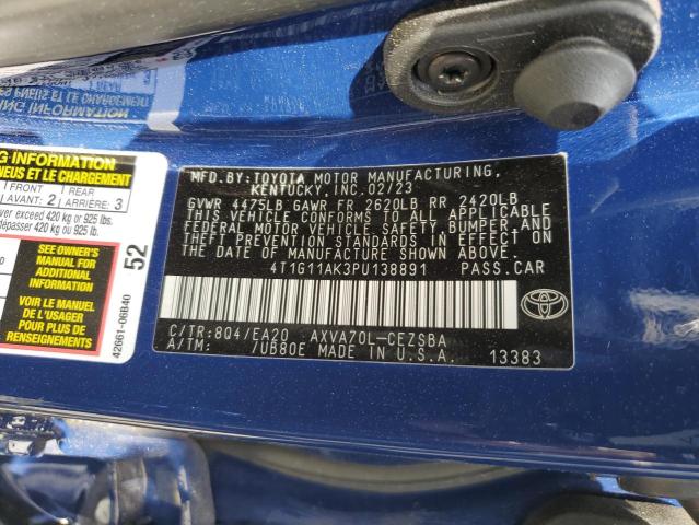 4T1G11AK3PU138891 2023 TOYOTA CAMRY - Image 12