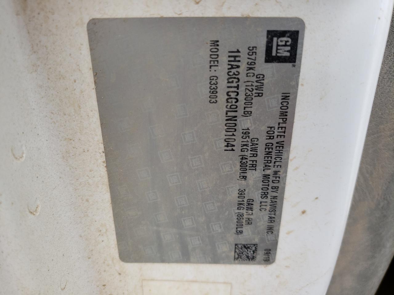 VIN: 1HA3GTCG9LN001041 2020 CHEVROLET EXPRESS