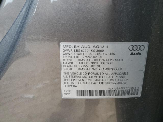 2012 Audi Q7 Premium Plus VIN: WA1LGAFEXCD006414 Lot: 50287124