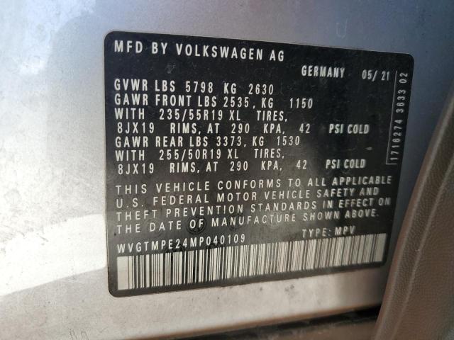 2021 Volkswagen Id.4 Pro S VIN: WVGTMPE24MP040109 Lot: 50903184